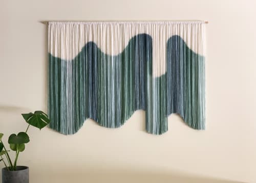 RIBBON Green Shaded Flowing Custom Hand Dyed Wall Hanging | Tapestry in Wall Hangings by Wallflowers Hanging Art