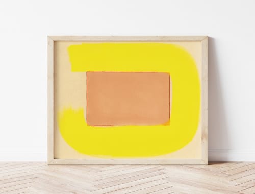 Blush Pink & Bright Yellow Color Field Abstract Art Print | Paintings by Emily Keating Snyder