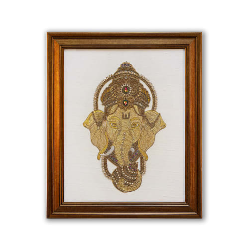 Shri Ganesha India God Wall Art | Embroidery in Wall Hangings by MagicSimSim