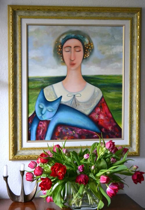 "Blue Cat" | Paintings by Olesya Hudyma