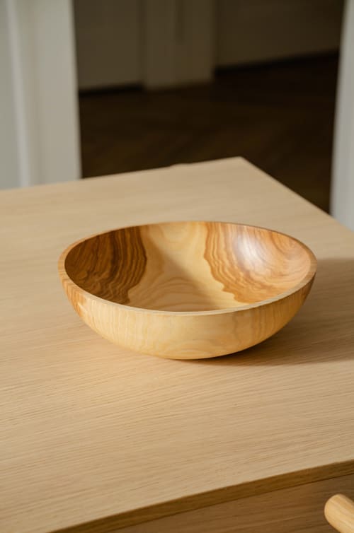 Hand-carved Large Ash Wood Bowl | Serving Bowl in Serveware by Creating Comfort Lab