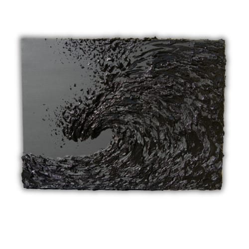 Heavy Texture Black Wave Painting | Paintings by Monika Kupiec Abstract Art