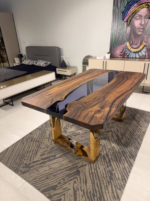 Epoxy Table - Walnut River Custom Resin Table - Dining Table | Tables by Tinella Wood