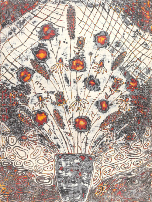 Pattern Context Floral | Oil And Acrylic Painting in Paintings by L Rowland Contemporary Art