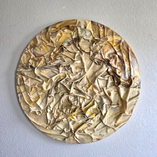 Suspiro  - Round Sculptural Abstract Painting | Oil And Acrylic Painting in Paintings by Shelly Floyd