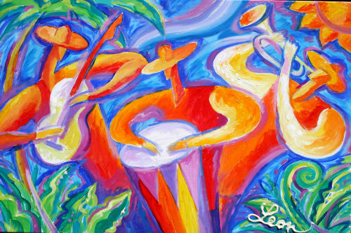 Abstract Jazz Canvas Art Print by Leon Zernitsky | Prints in Paintings by Leon Zernitsky Art