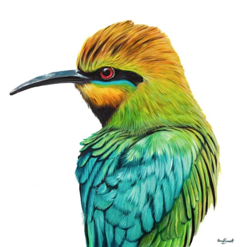Stan - Rainbow Bee-eater | Oil And Acrylic Painting in Paintings by Ebony Bennett - Birdwood Illustrations