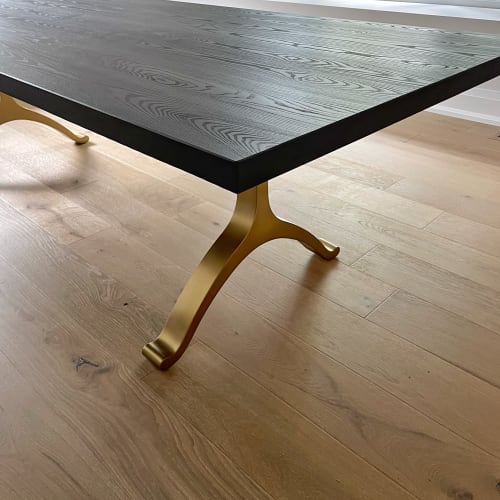 Carbon Black Brass Wishbone Table | Tables by YJ Interiors