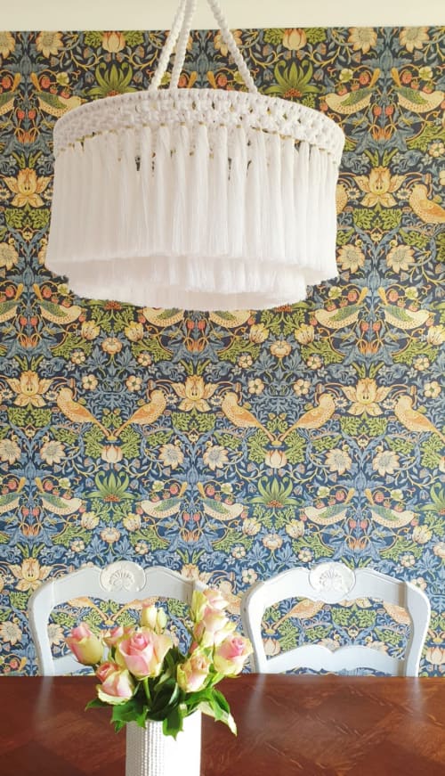 Winter Gold Macrame Lamp | Chandeliers by Leonor MacraMaker