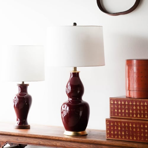 Gabrielle and Legacy Scarlett Porcelain Lamp in Pinot Red | Lamps by Lawrence & Scott
