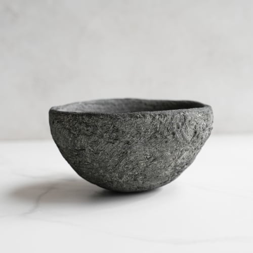 Large Treasure Bowl in Textured Stone Grey Concrete | Decorative Objects by Carolyn Powers Designs