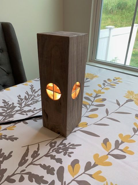 Black Walnut Lantern Light | Table Lamp in Lamps by Longing Woodworks Company