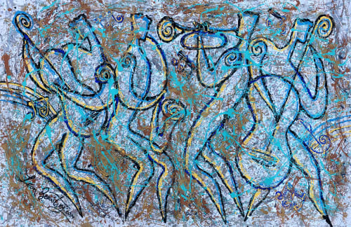 Original Abstract Jazz Art Painting by Leon Zernitsky | Oil And Acrylic Painting in Paintings by Leon Zernitsky Art