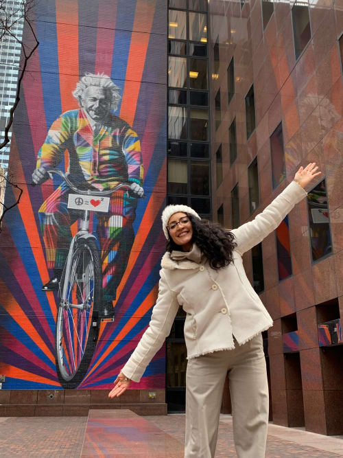 Einstein on a Bicycle | Street Murals by Eduardo Kobra | 780 Third Ave in New York