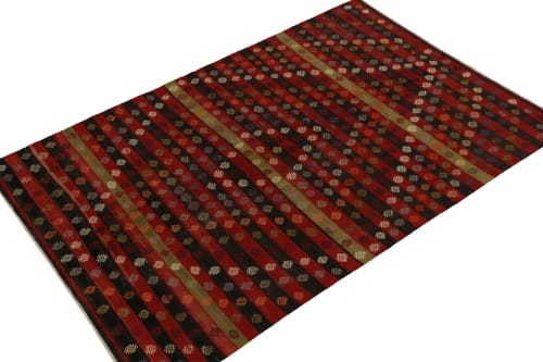 1940s Vintage Turkish Kilim in Red, BLack and White | Area Rug in Rugs by Rug and Kilim