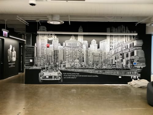 Chicago Skyline Mural | Murals by Amanda Paulson | General Assembly Chicago in Chicago
