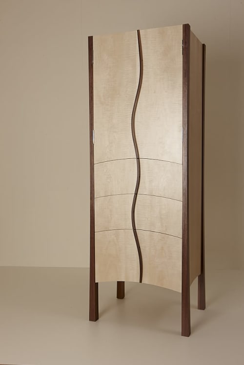 Cocktail Cabinet in Walnut and Sycamore | Storage by Heliconia Furniture Design