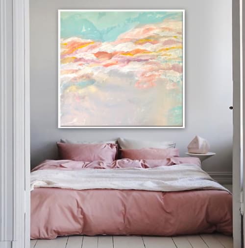 SOLD - 'WATCHiNG THE ORANGE CLOUDS' painting by Linnea Heide | Paintings by Linnea Heide contemporary fine art