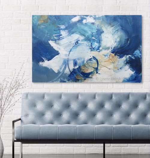 Who Do You Miss When You Are Busy? - blue abstract art | Paintings by Lynette Melnyk