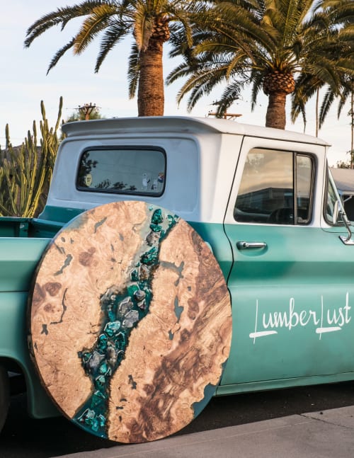 Live Edge Resin Wall Art w/ Maple Burlwood, Chrysocolla | Wall Sculpture in Wall Hangings by Lumberlust Designs