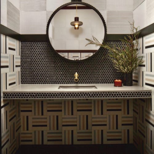 Stripes Cement tiles | Tiles by Amethyst Artisan | Taub Family Outpost in Sonoma