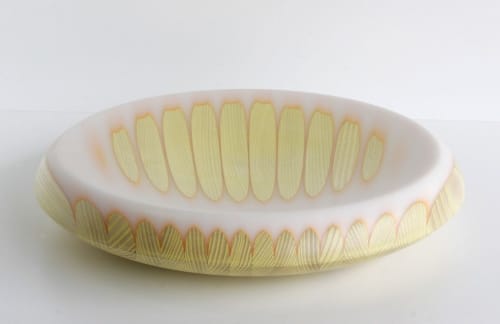 Long Shadow Series #07 (yellow ash bowl with white ruffle) | Decorative Bowl in Decorative Objects by Long Grain Furniture
