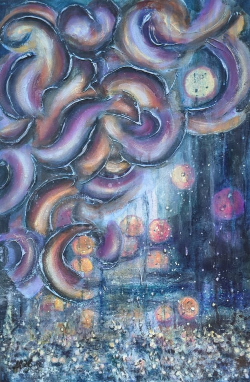 Rainy evening | Oil And Acrylic Painting in Paintings by Olena K
