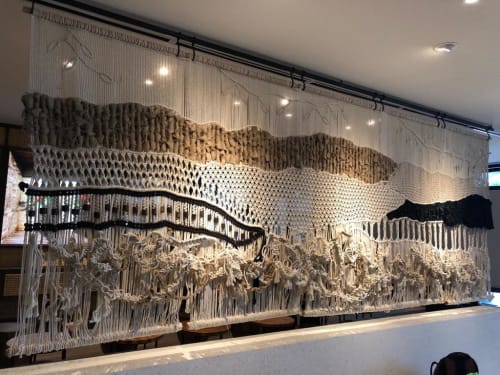 Coffee Inspired Partition for Starbucks - 4200 x 1800 mm | Macrame Wall Hanging by Fiber Motel by Janet Jane