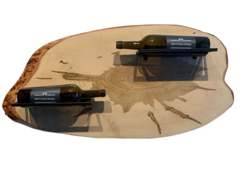 Ambrosia Maple Two Bottle Live Edge Wine Rack | Bar Accessory in Drinkware by Sub Urban Design