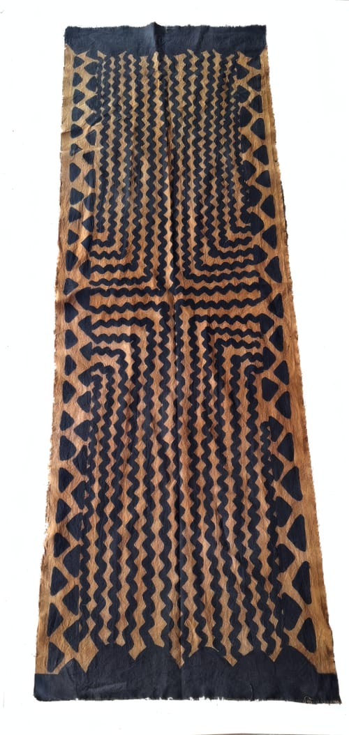 Iskonawa Heritage Mural: Ancestral hand-painted Masterpiece | Table Runner in Linens & Bedding by Sacred Andes Atelier