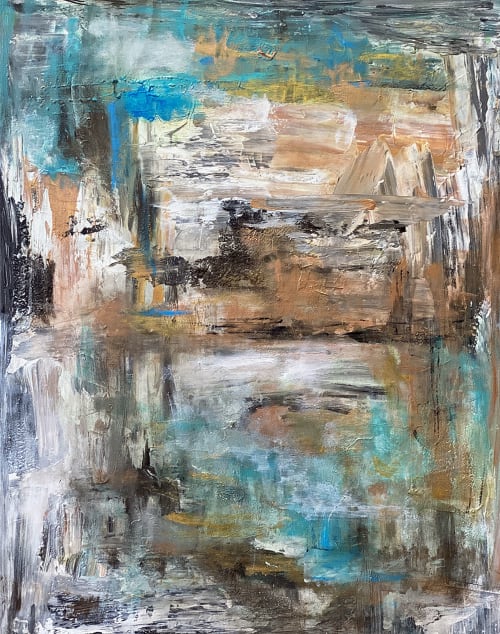 Fading to Illusions Contemporary Oil Abstract | Oil And Acrylic Painting in Paintings by Strokes by Red - Red (Linda Harrison)