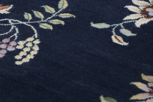 Rug & Kilim’s Chinese Art Deco Rug, Navy Blue with Bright | Rugs by Rug and Kilim