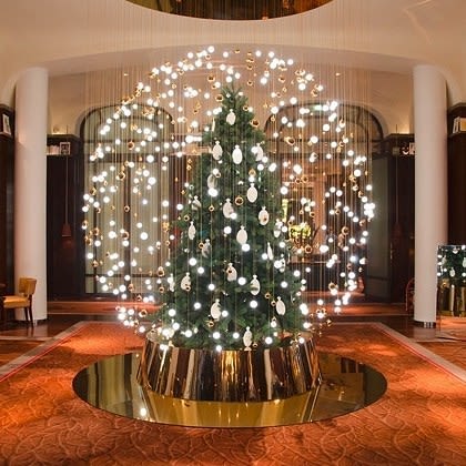“The Giant Christmas Snow Globe” | Lighting Design by Beau&Bien | Hotel Le Royal Monceau - Raffles Paris in Paris