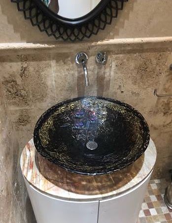 "Golden Amber" ~ Glass Blown Vessel Sink | Water Fixtures by White E