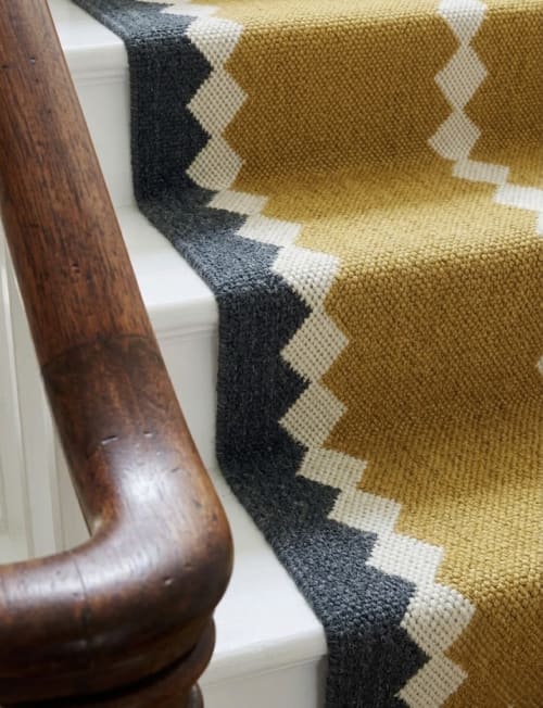 Handwoven Woolen Yellow Runner Rug | Rugs by Evergreen Carpets