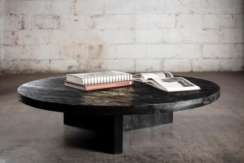 Solid Black Oak Round Coffee Table | Tables by NO AGE FURNITURE STUDIO