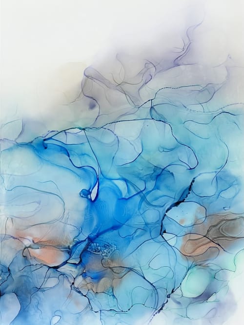 'Aqua II' - Luxury Resin and Alcohol Inks Abstract Artwork | Paintings by Christina Twomey Art + Design