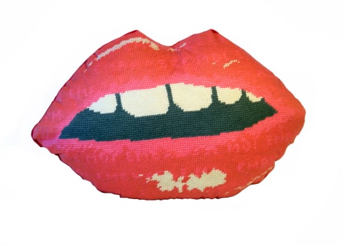 EMBRASSE MOI cotton sateen sculpted lips pillow /custom made | Pillows by Mommani Threads | Benjamin's and Libba's of Morganton in Morganton