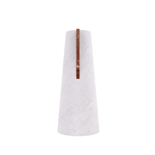 "Elara" Flower vase in White Carrara and red marble | Vases & Vessels by Carcino Design
