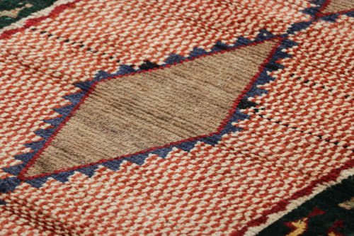 Vintage Gabbeh Persian Tribal Rug, Red with DIamond | Rugs by Rug and Kilim