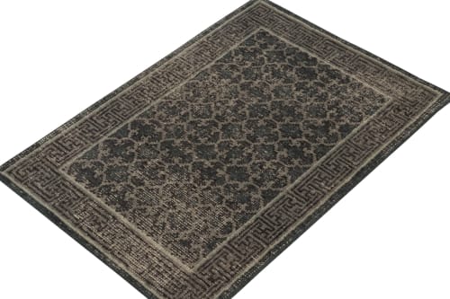 Rug & Kilim’s Distressed Khotan Rug in Blue & Gray Trellis | Rugs by Rug and Kilim
