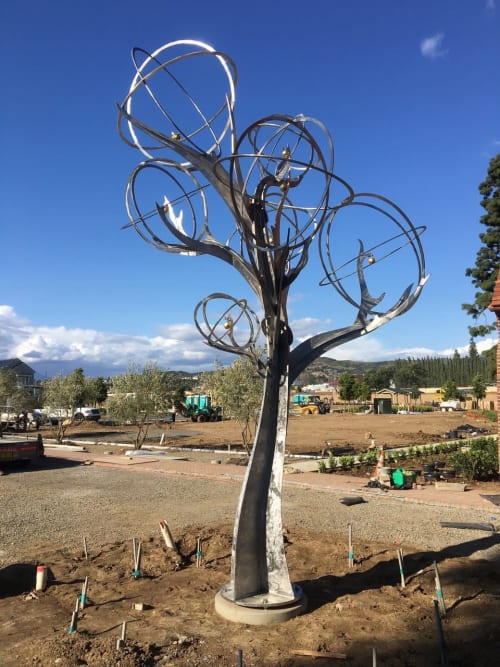 Mockingbird/Orange Tree by Michael Warrick, NSG | Public Sculptures by JK Designs and the National Sculptors' Guild | The Groves in Whittier - Open by Appointment Only in Whittier