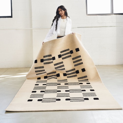 Vraj Black And White Handwoven New Zealand Merino Plush Rug | Rugs by Studio Variously
