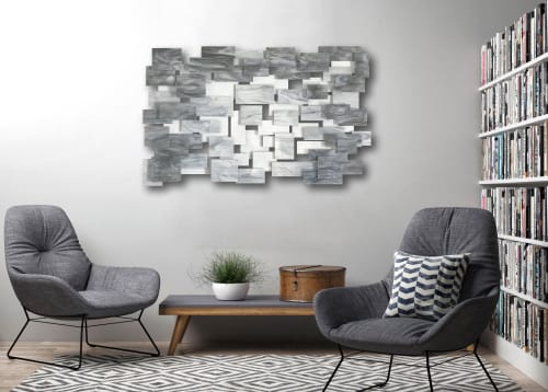 "Monochrome" Glass and Metal Wall Art Sculpture | Wall Sculpture in Wall Hangings by Karo Studios