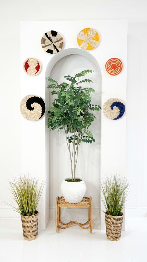Handwoven Wall Basket Round Natural Grass | Tapestry in Wall Hangings by Amara