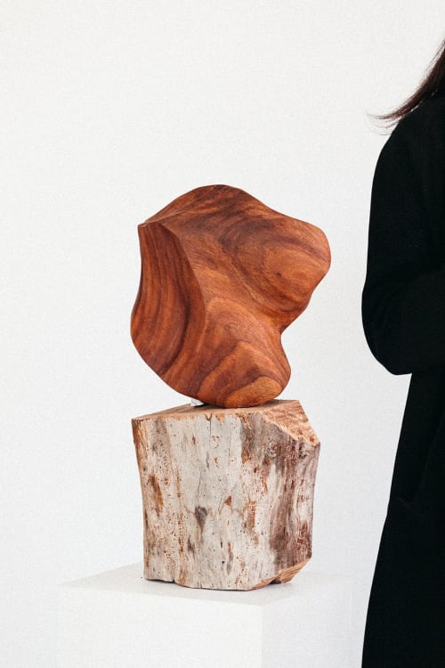 Shruti Sculpture in Florida Mahogany Wood | Sculptures by Pooja Pawaskar