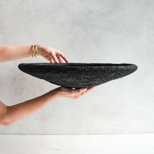 Giant Centerpiece Bowl in Carbon Black Concrete | Decorative Objects by Carolyn Powers Designs