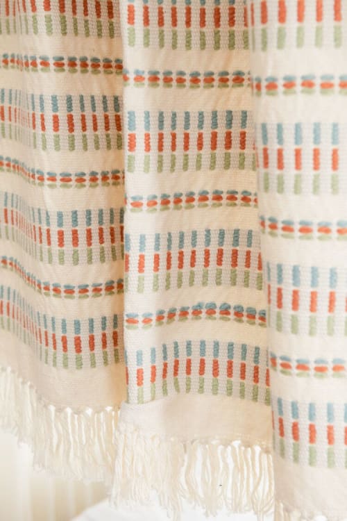 Small Lulo Orange + Feijoa Green Throw | Linens & Bedding by ZUAHAZA