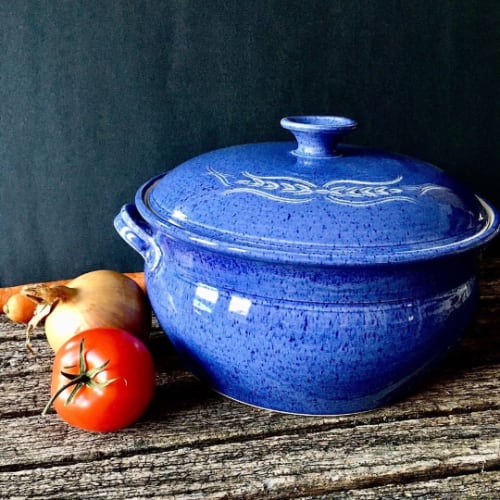 Handmade cobalt blue ceramic casserole with lid | Tableware by Robin Badger & Robert Chartier