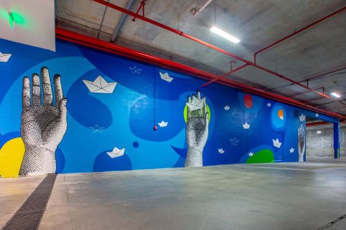 " build your own dream " ( Paper Boat & Helping Hand Series ) | Murals by RIGO LEON HERRERA | 2500 Biscayne in Miami